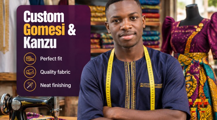 I will sew custom gomesi and kanzu for weddings and kwanjula