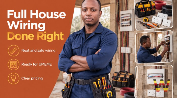 I will do full house wiring for new builds and renovations