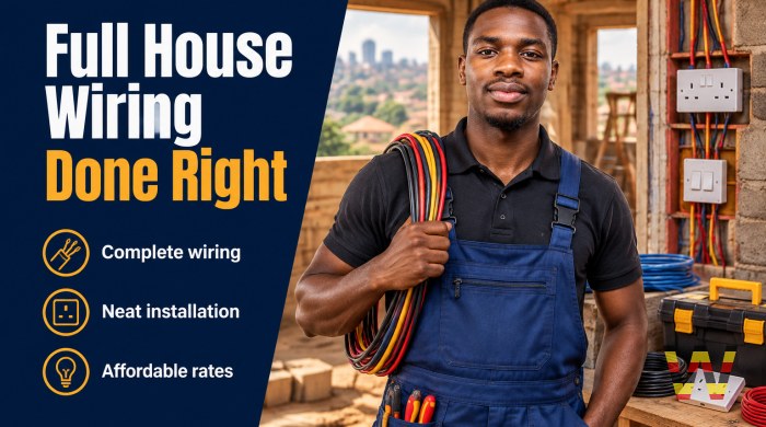 I will do full house wiring for new homes and renovations