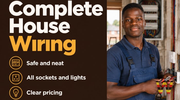 I will do full house wiring for new buildings and renovations