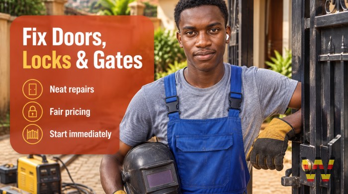 I will repair doors, locks, and gates in Kampala