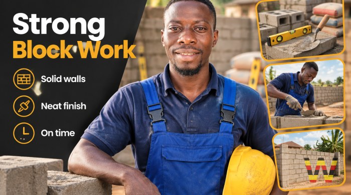 I will do block work for homes, shops, and offices in Mukono